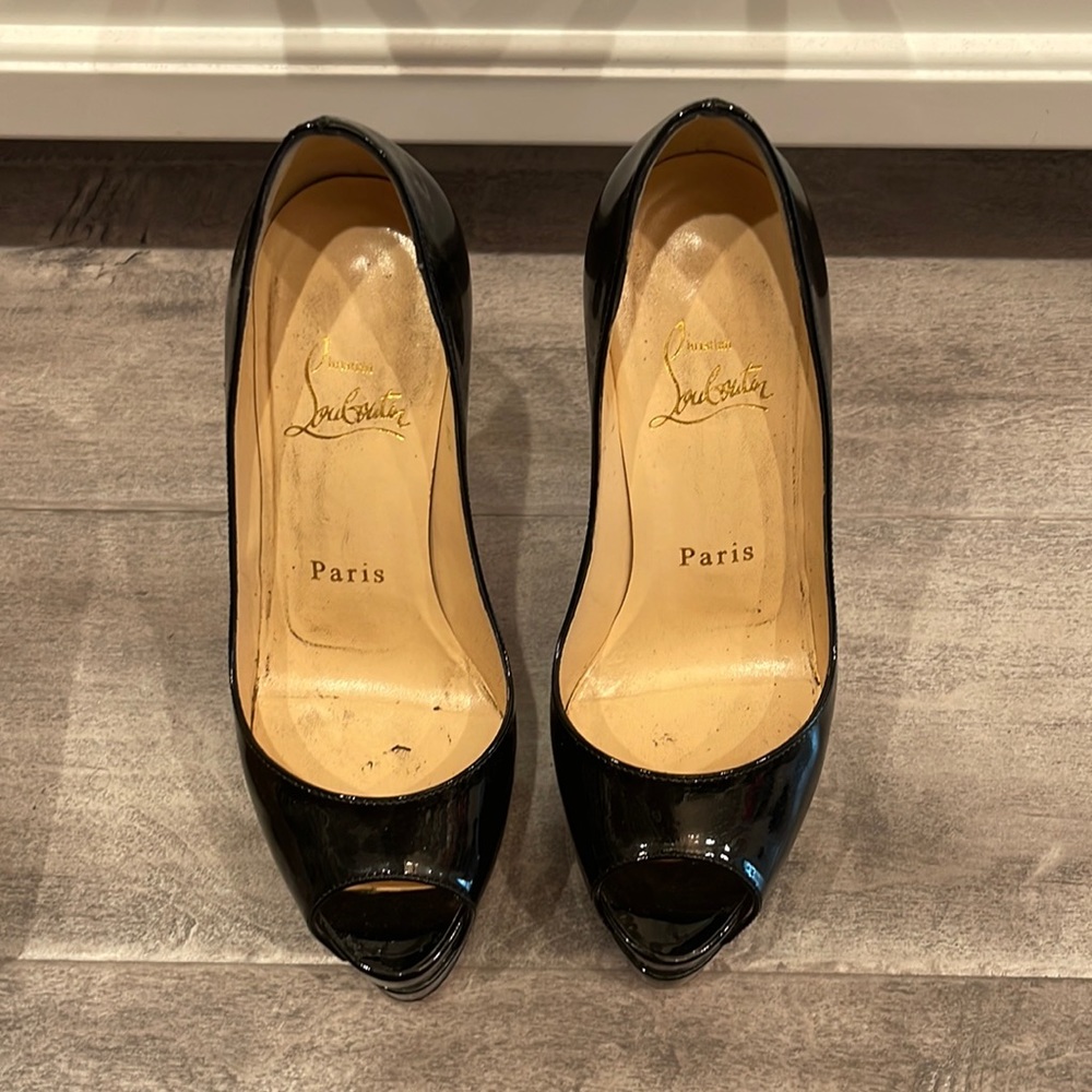 Christian Louboutin black patent very high heel